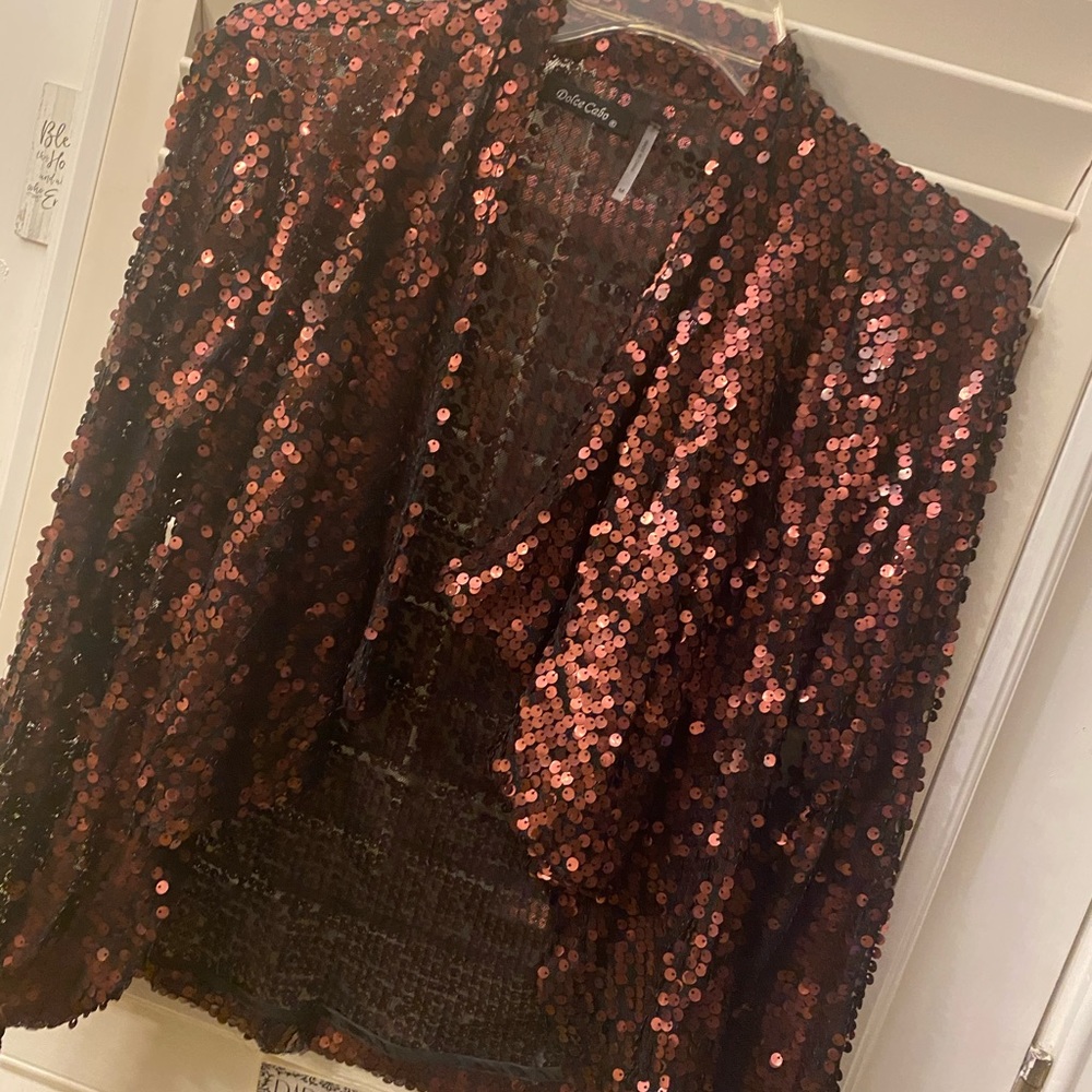 Beautiful - Covered With Sequins Flutter Front Top - image 2